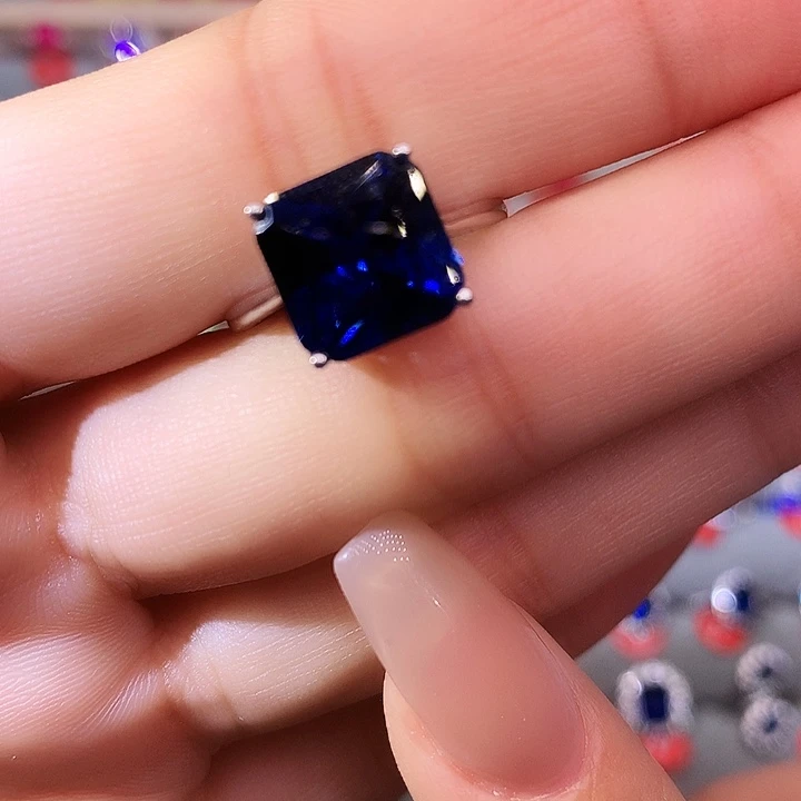 蓝宝石戒指银S925镶嵌