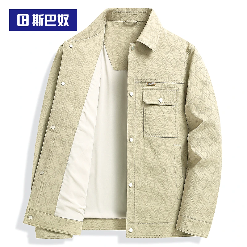新款衬衫夹克男2025春季斯巴奴休闲翻领茄克衫百搭上衣春秋装外套
