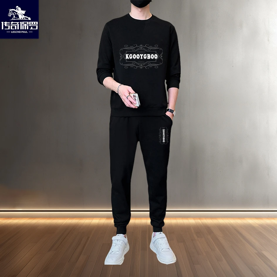 2025秋冬新款男士休闲运动套装圆领两件套卫衣卫裤长袖宽松潮流