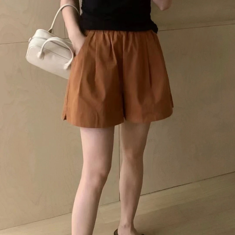 夏季%棉短裤显瘦高腰酷飒老钱松弛痞帅网红洋气炸街女装裤子炸街