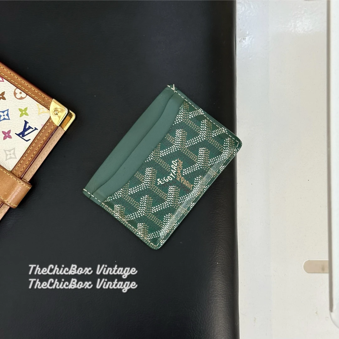 95新 Goyard 只盒/Goyard绿色单片式卡包