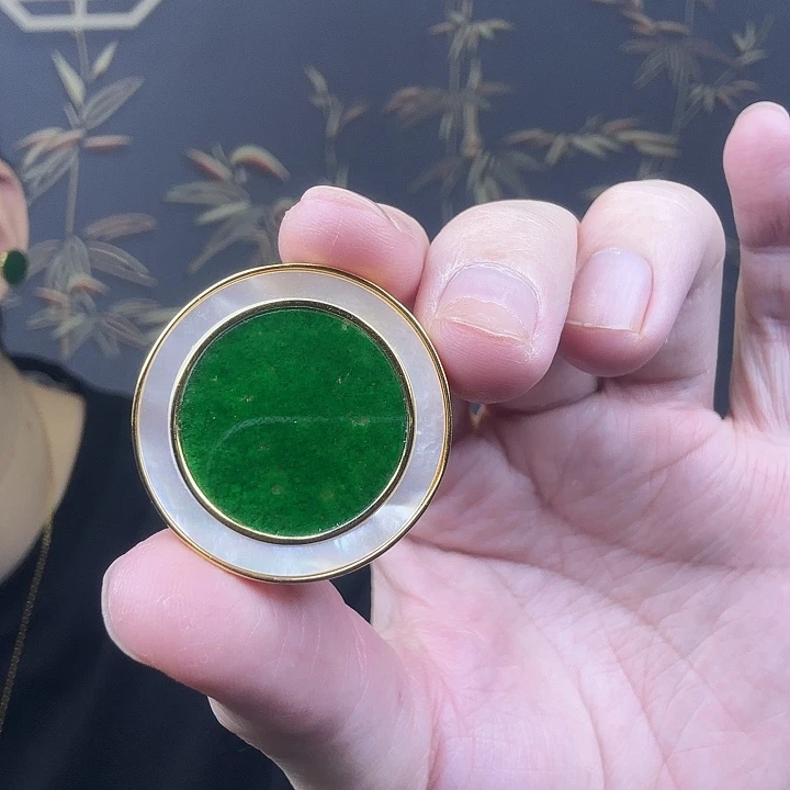 翡翠吊坠(不含链)银S925镶嵌特价 白点多 有晶体 大漏