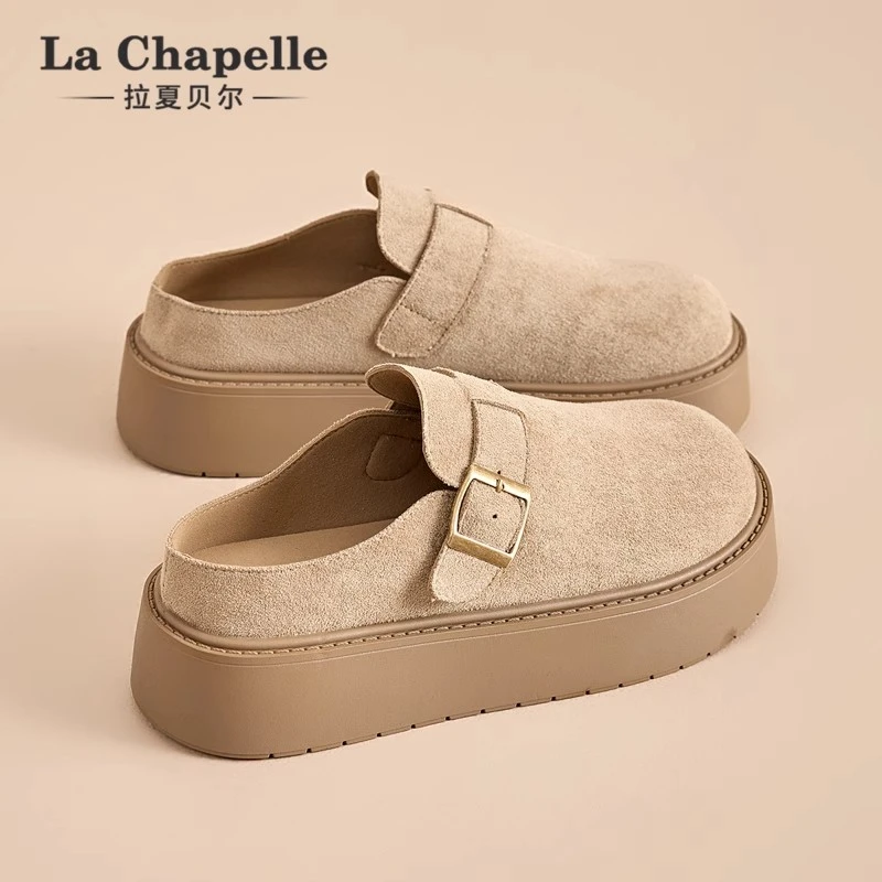 拉夏贝尔勃肯鞋女2025新款冬季爆款厚底小个子时尚单鞋博肯半拖鞋