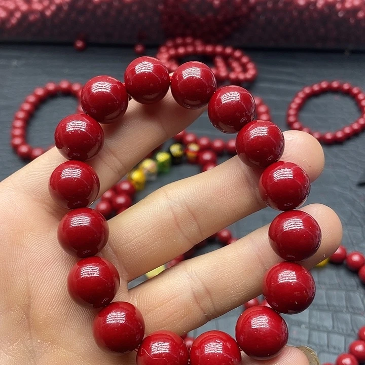 天然辰砂14米朱砂手链
