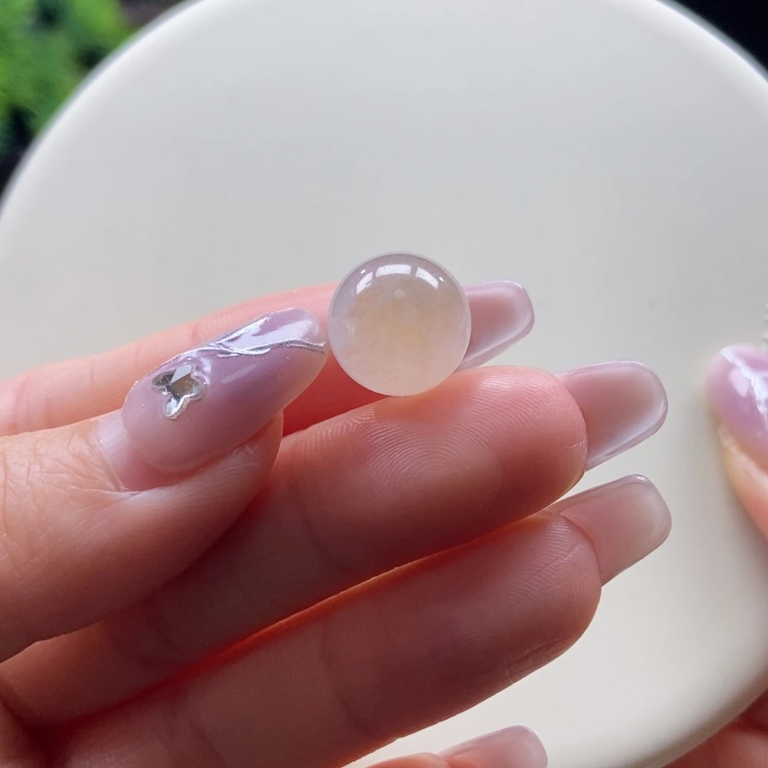 翡翠散珠翡翠夕阳红黄珠卡12mm