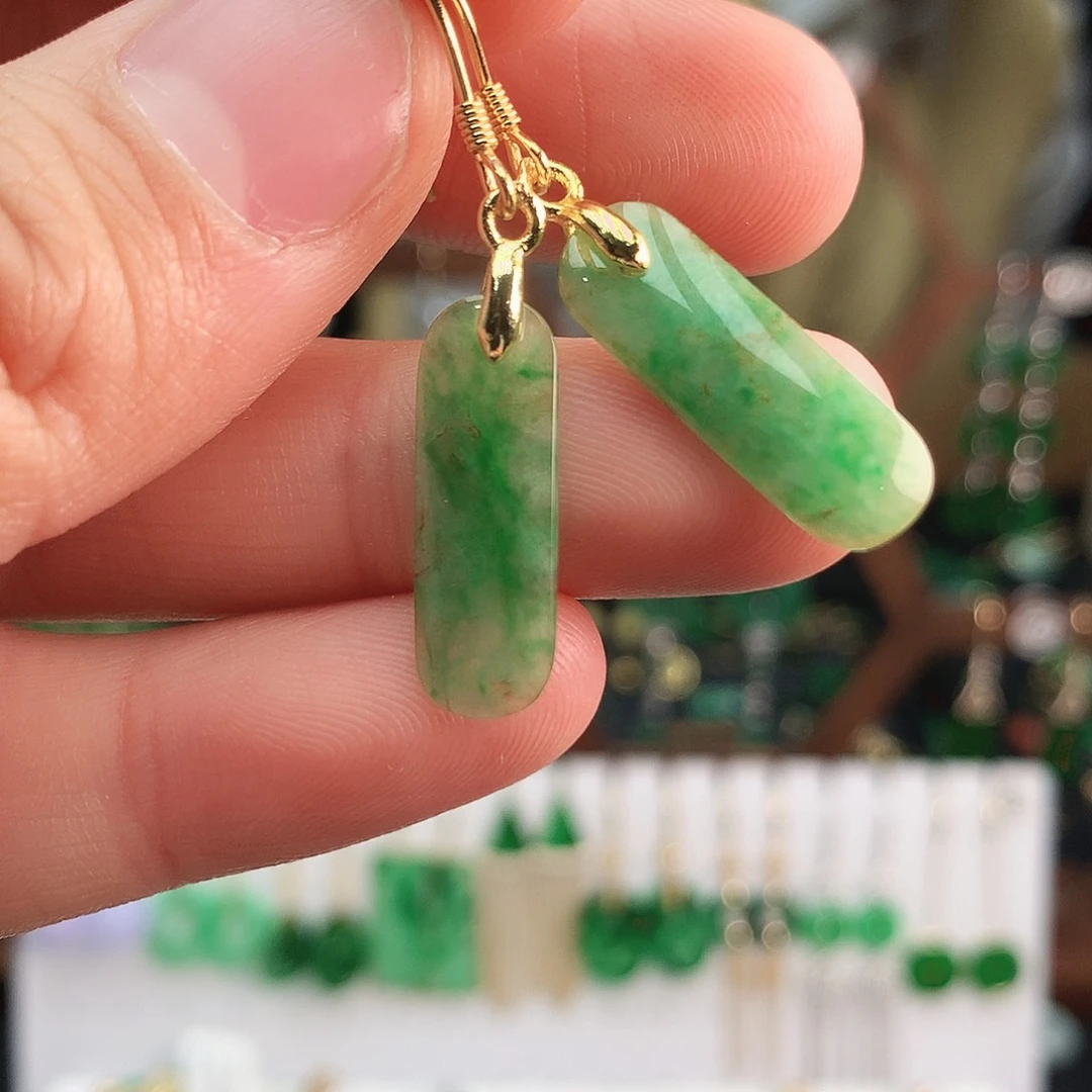 翡翠耳饰银S925镶嵌耳饰