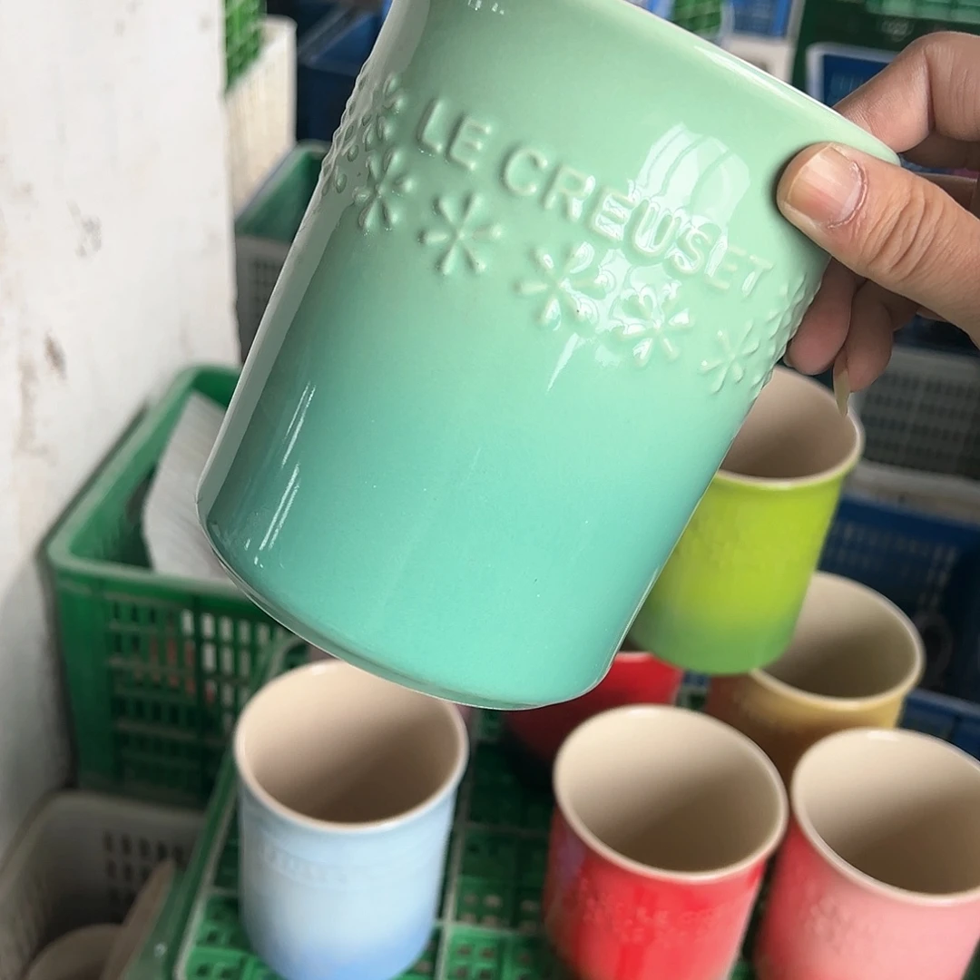 陶瓷 雪花筷子筒 青羽色