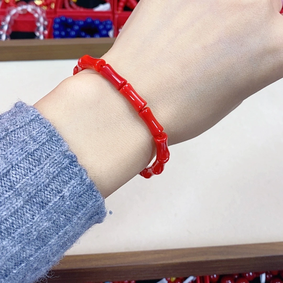 941高瓷卡6MM大红竹节手工DIY串珠手串女永不掉色