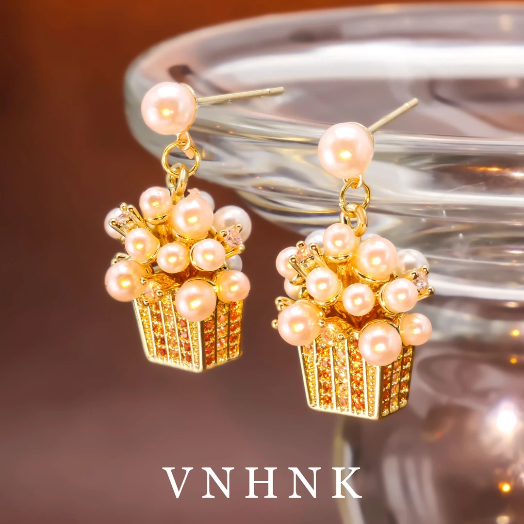 铜合金合成锆石耳饰 美可儿   G501   金色时尚气质百搭耳环