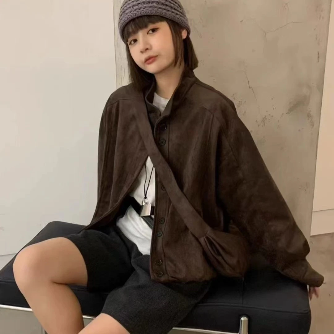女短外套韩版开衫纽扣长袖秋季常规厚款秋冬学生立领