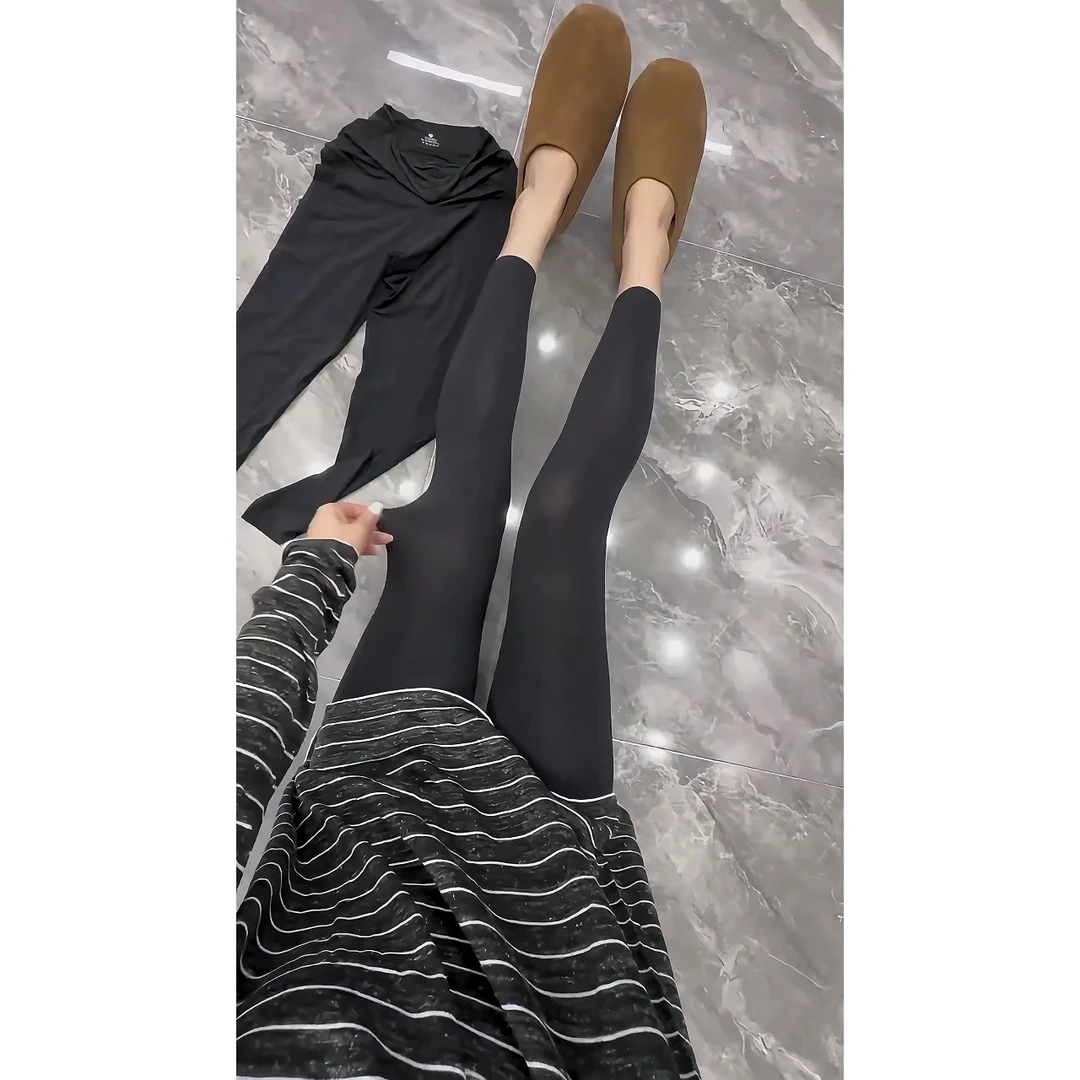 2025早秋新款弹力奶皮裤高腰空气芭比裤打底裤女薄款显瘦微透时尚