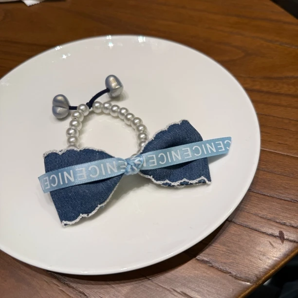 7522珠珠蝴蝶结发圈皮筋