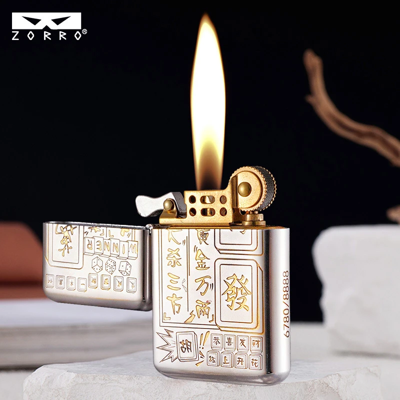 ZORRO佐罗790三代砂铬精雕万發黄铜煤油打火机防风超薄送男士礼品