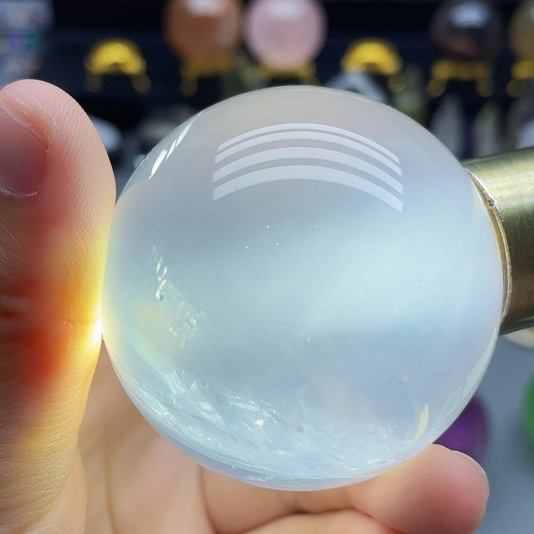 未镶嵌珠宝半成品水晶天然蓝雾53.2mm