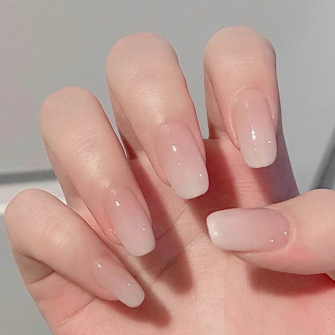 【短梯】乳白渐变短款美甲片