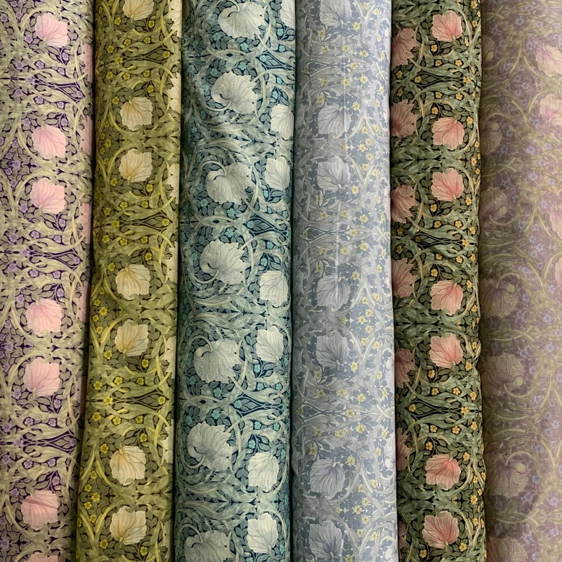 【国内现货】莫里斯 卷草花80支高支棉手工diy服装包袋布料半米
