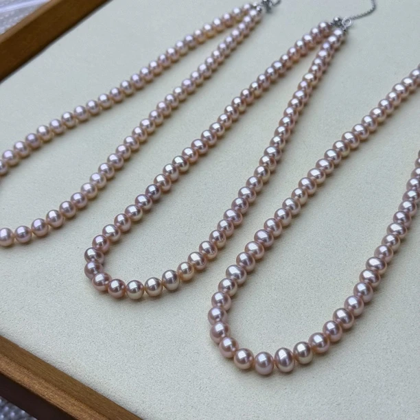 【绎世珠宝】粉色 无核珍珠s925银天然珍珠项链7-8mm（多样性发一）