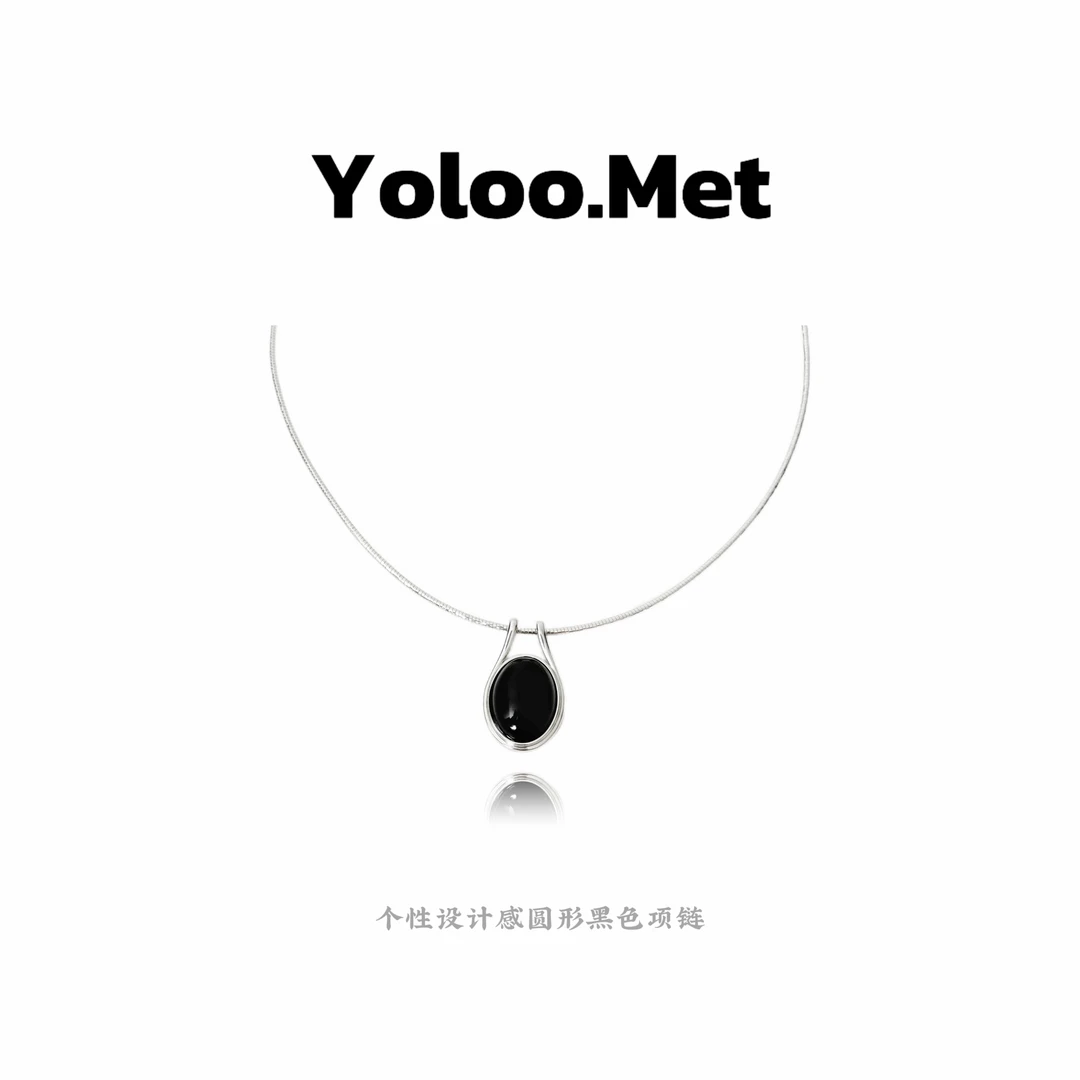 铜合金项链 【Yoloo.Met】小众轻奢圆形ins黑色高级气质百搭项链PL1