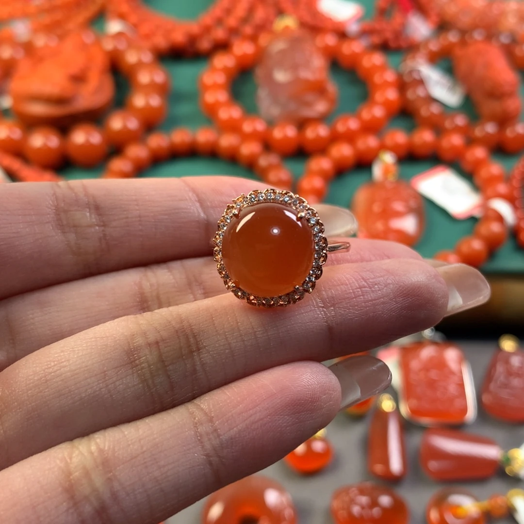 南红玛瑙合金戒指