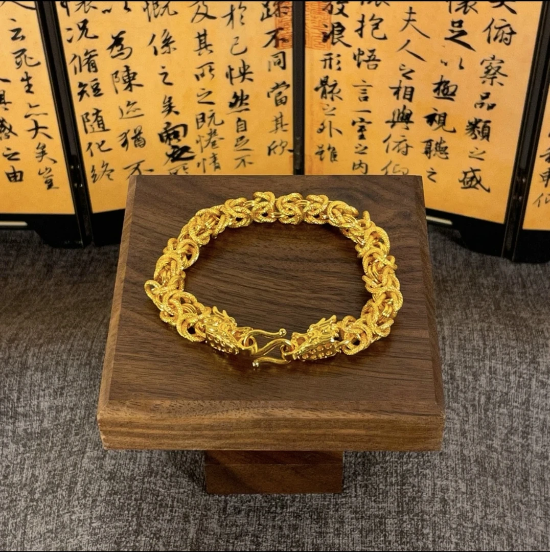 铜合金手链 龙骨手链金色饰品磨砂精工S扣男款复古经典时尚百搭