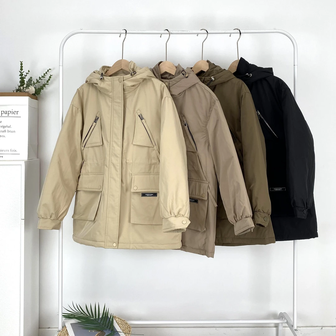 欧韩棉服女中长款收腰显瘦2024冬新款户外冲锋衣外套821