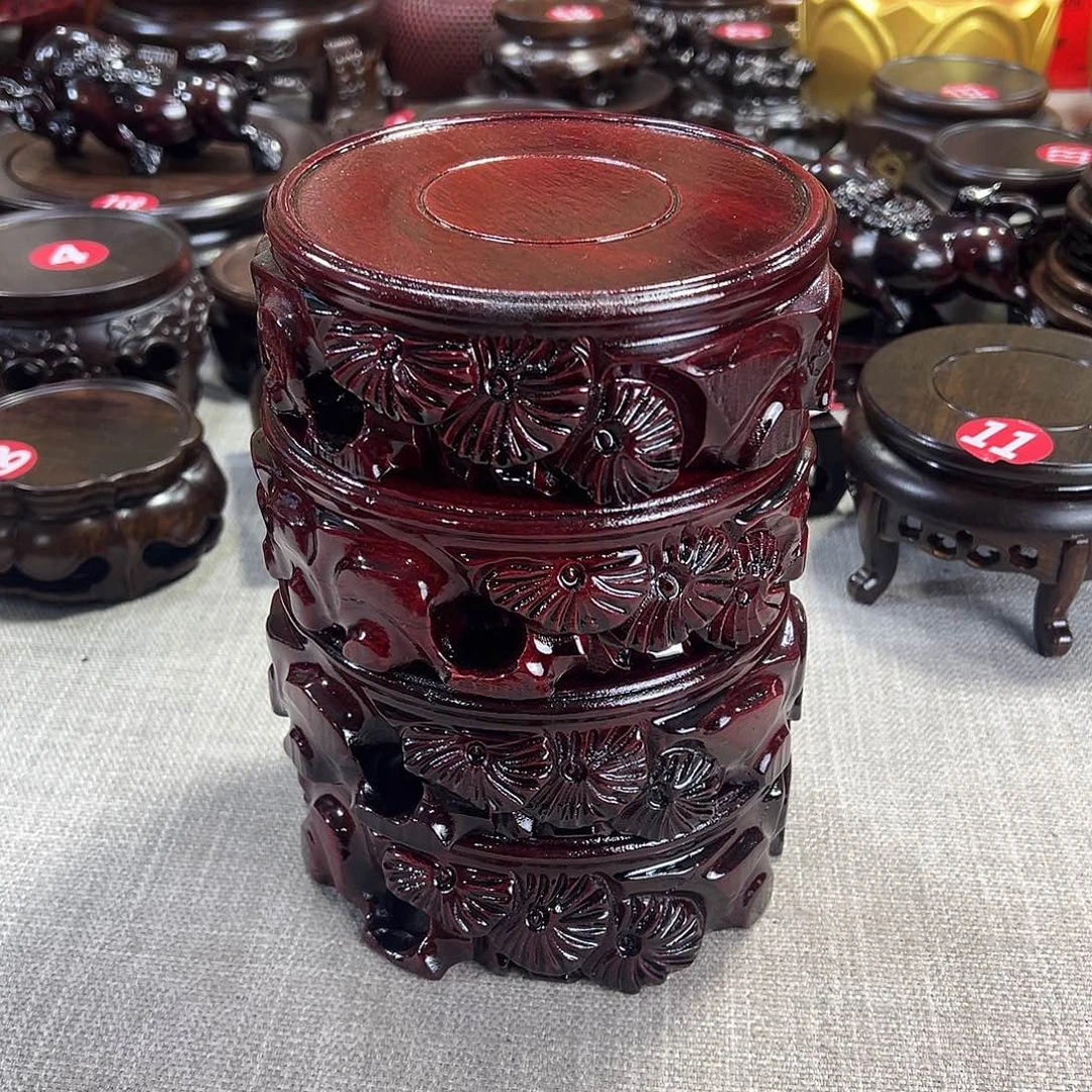 红木底座精雕工艺品微暇
