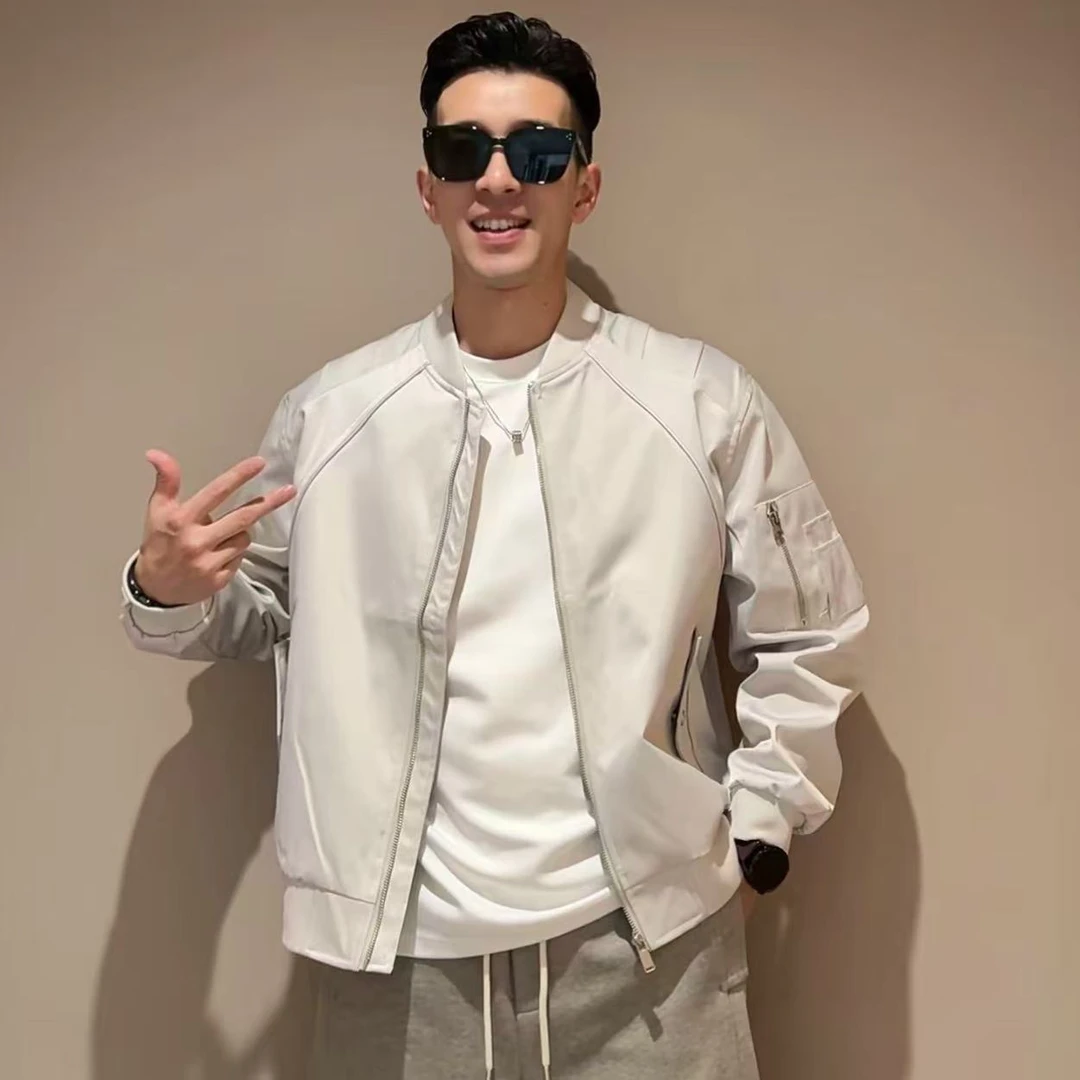 休闲男外套美式飞行员拼接高品质时尚百搭韩版简约舒适棒球领夹克