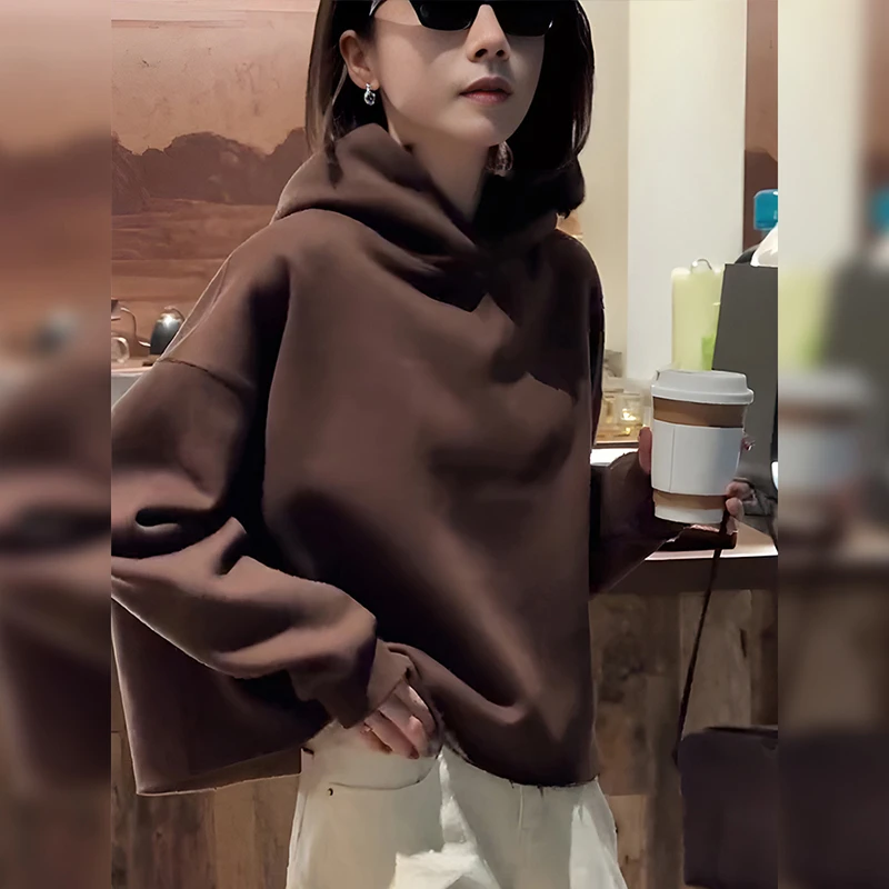 5688美式复古慵懒风新款休闲百搭连帽卫衣