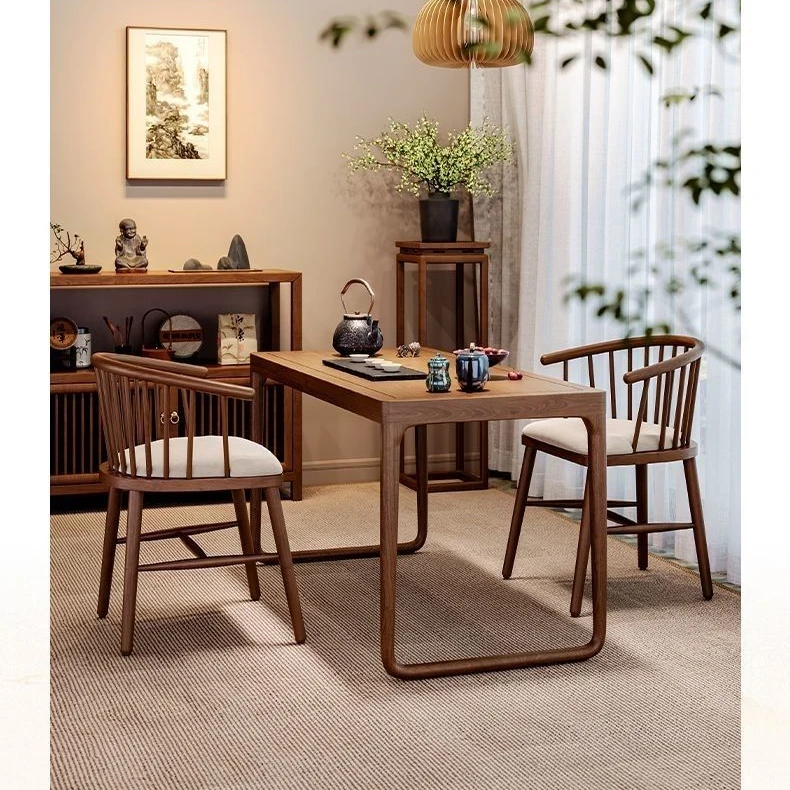 阳台小户型新中式现代简约禅意铁艺茶桌椅组合可伸缩大师设计岩板