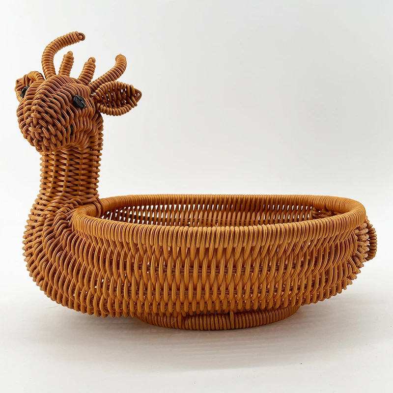 A199手工编织小鹿造型收纳篮水果零食收纳33*23*28