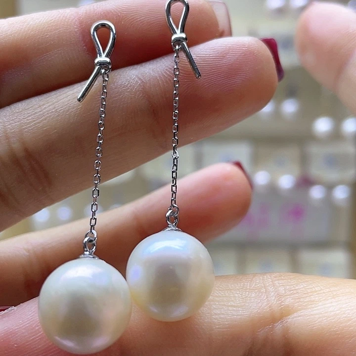 淡水珍珠耳饰银S925镶嵌