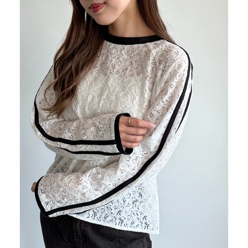 【胖虎家】 zozo春季系列 A 重工蕾丝感女装气质百搭衬衫女