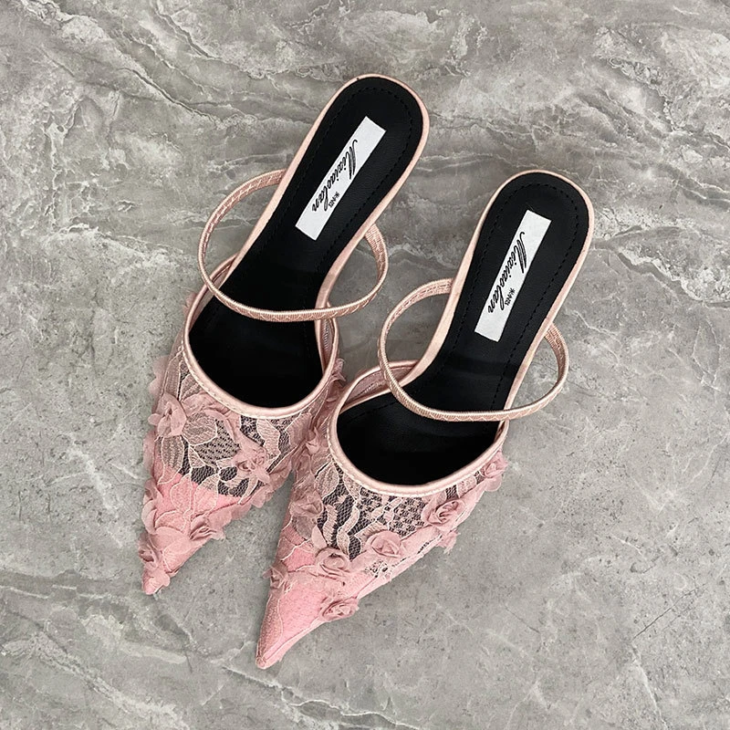 【JTG&SHOES 官方正品】包头半拖鞋女外穿2025新款夏季小香风粉色