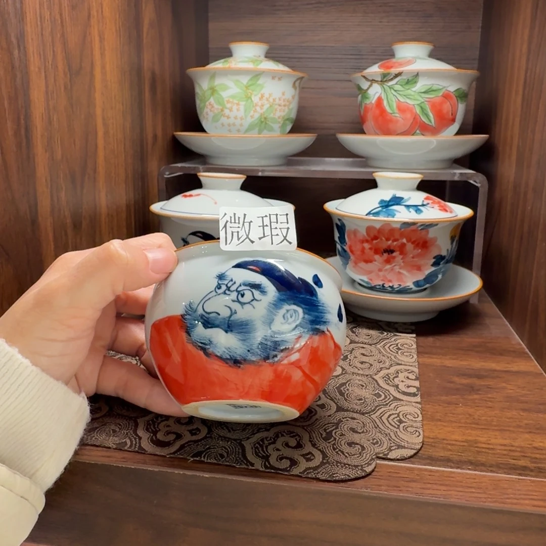 釉下手绘茶具微瑕