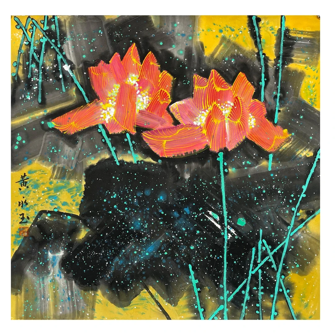 HYY-2-394  荷花 尺寸68*69cm 纸本托底