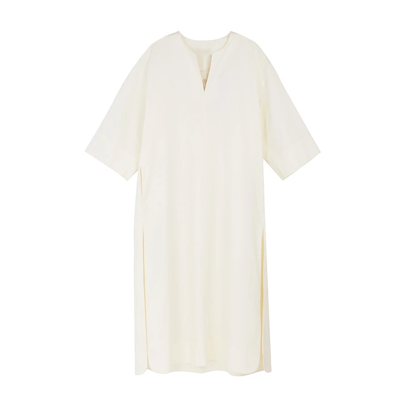 肌理感V字领连衣裙PL7907