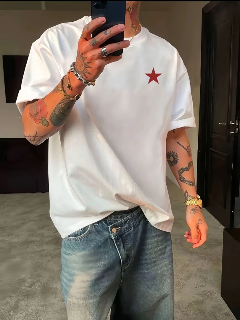 【人民万岁】2025新款国潮风爱国青年男女短袖T恤纯棉情侣款上衣女