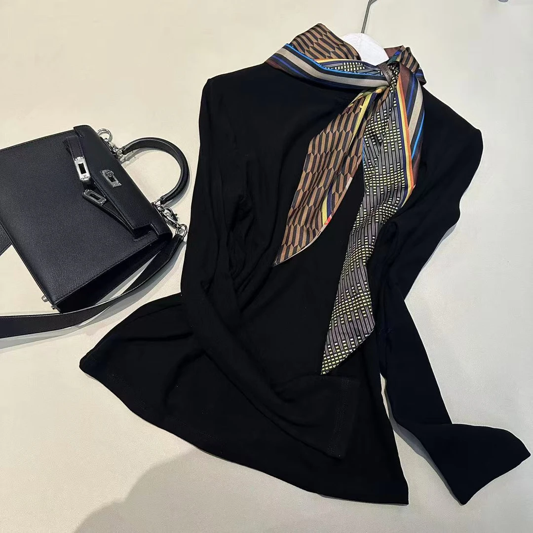 《姚家优麦汇》Y7500冬款双面绒半高领设计感百搭长袖显瘦上衣款女