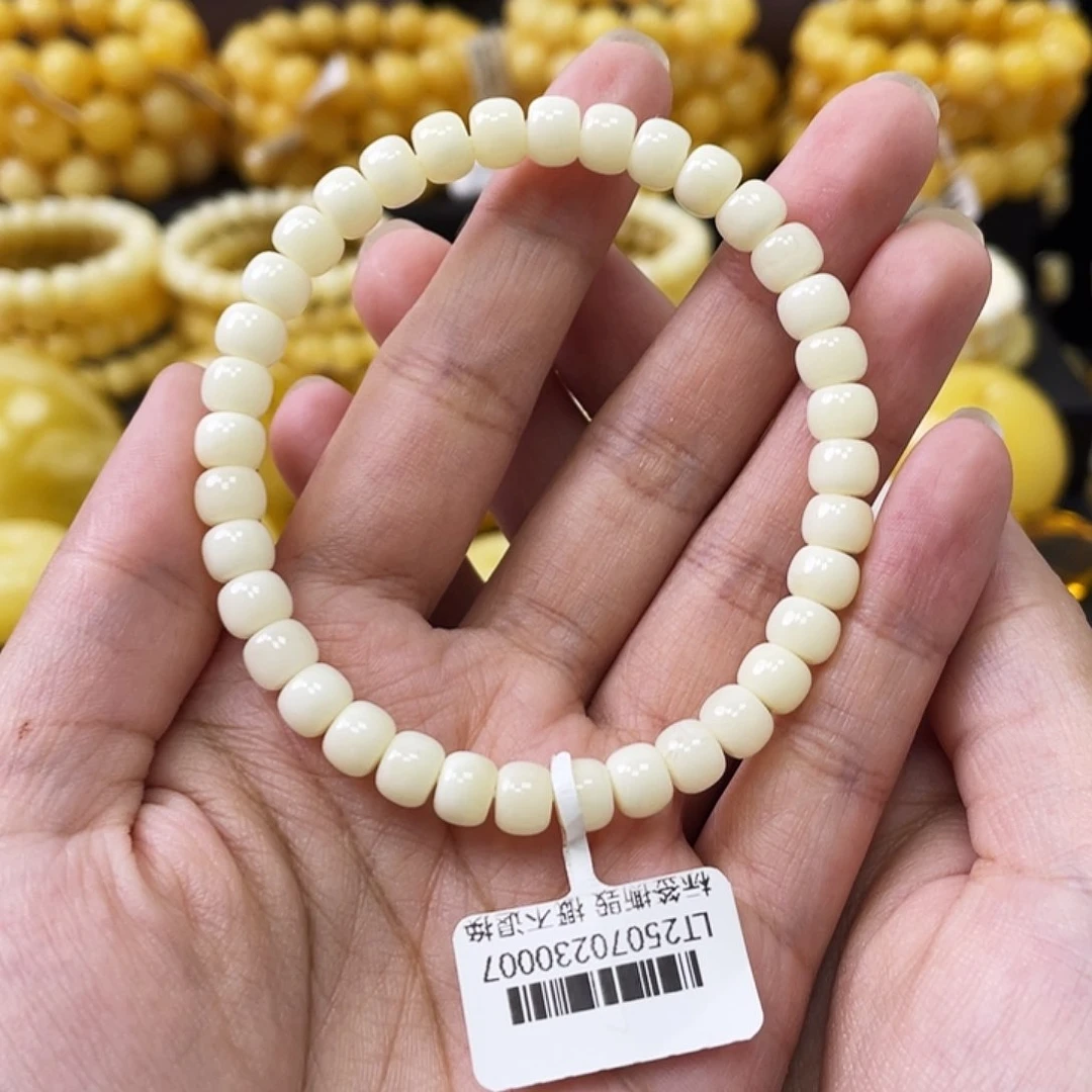 蜜蜡未镶嵌珠宝奇石6.6mm老型白蜡微瑕