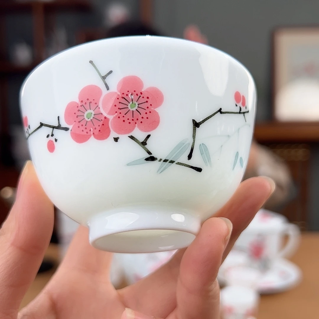 翠竹红梅直口杯杯