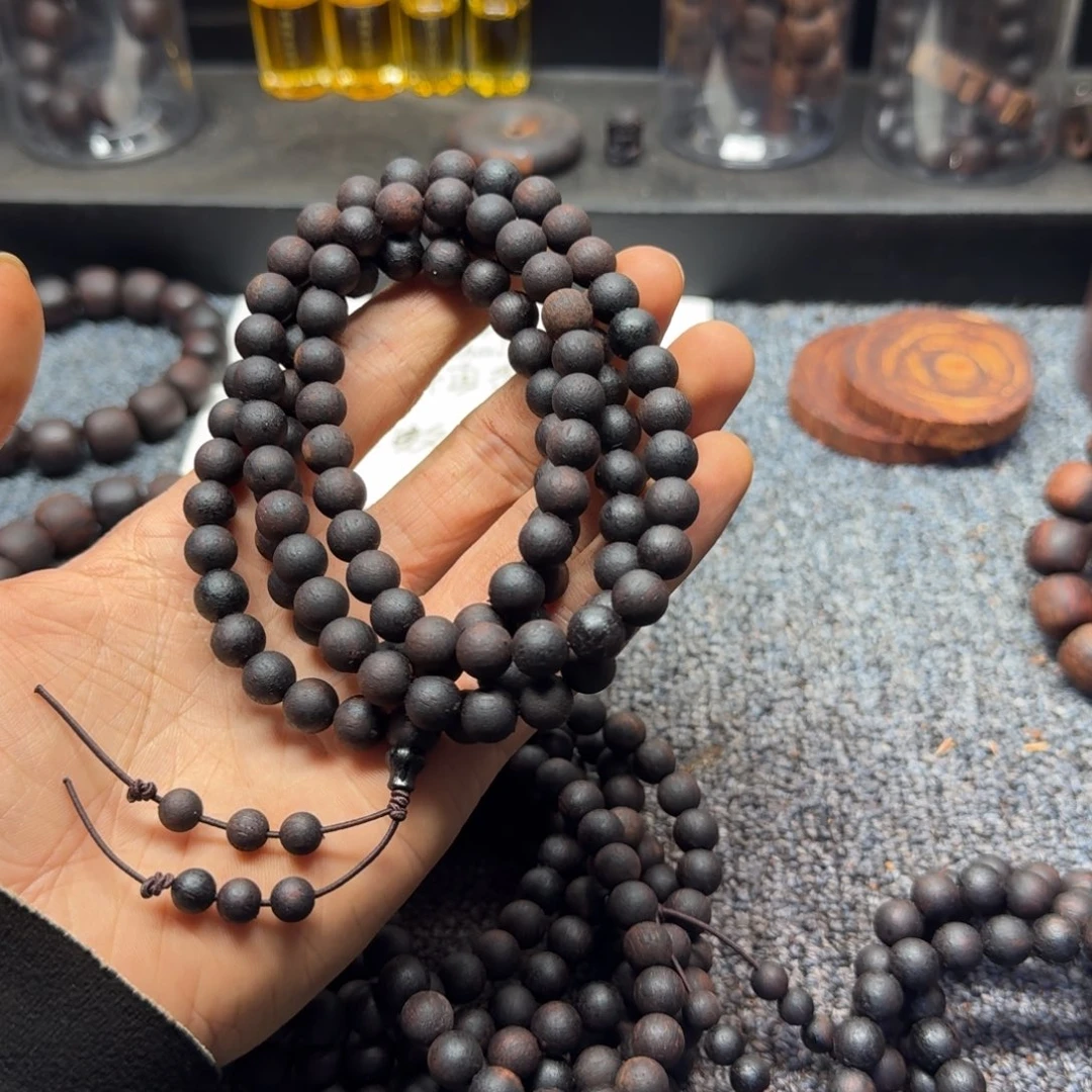 藤类紫金丝收藏0.8×108颗降真香多圈