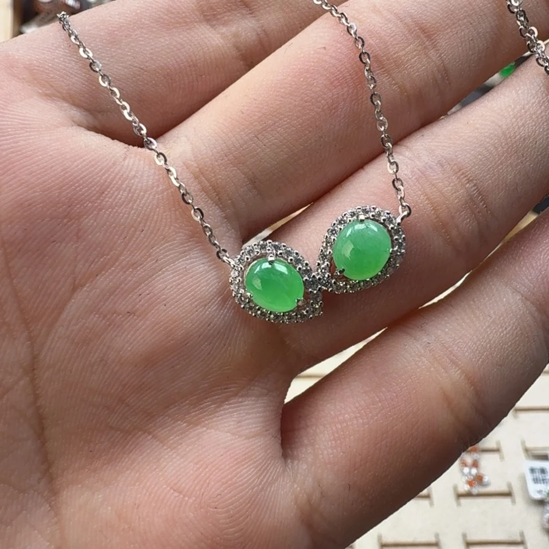 翡翠银S925镶嵌戒指天然缅甸翡翠A货