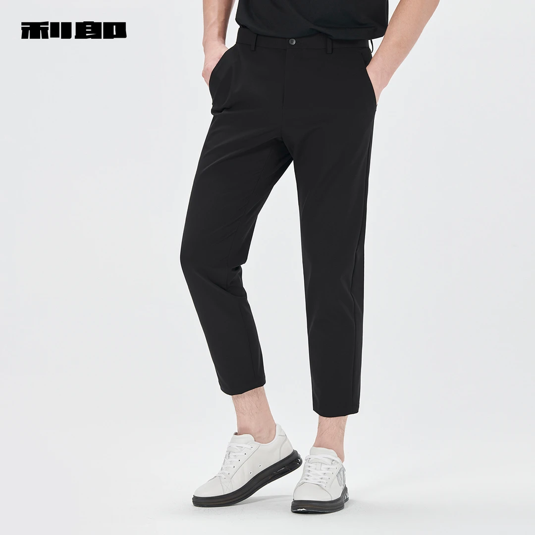 利郎官方 微弹西裤男士2025夏季新款商务休闲黑色九分男款裤子男