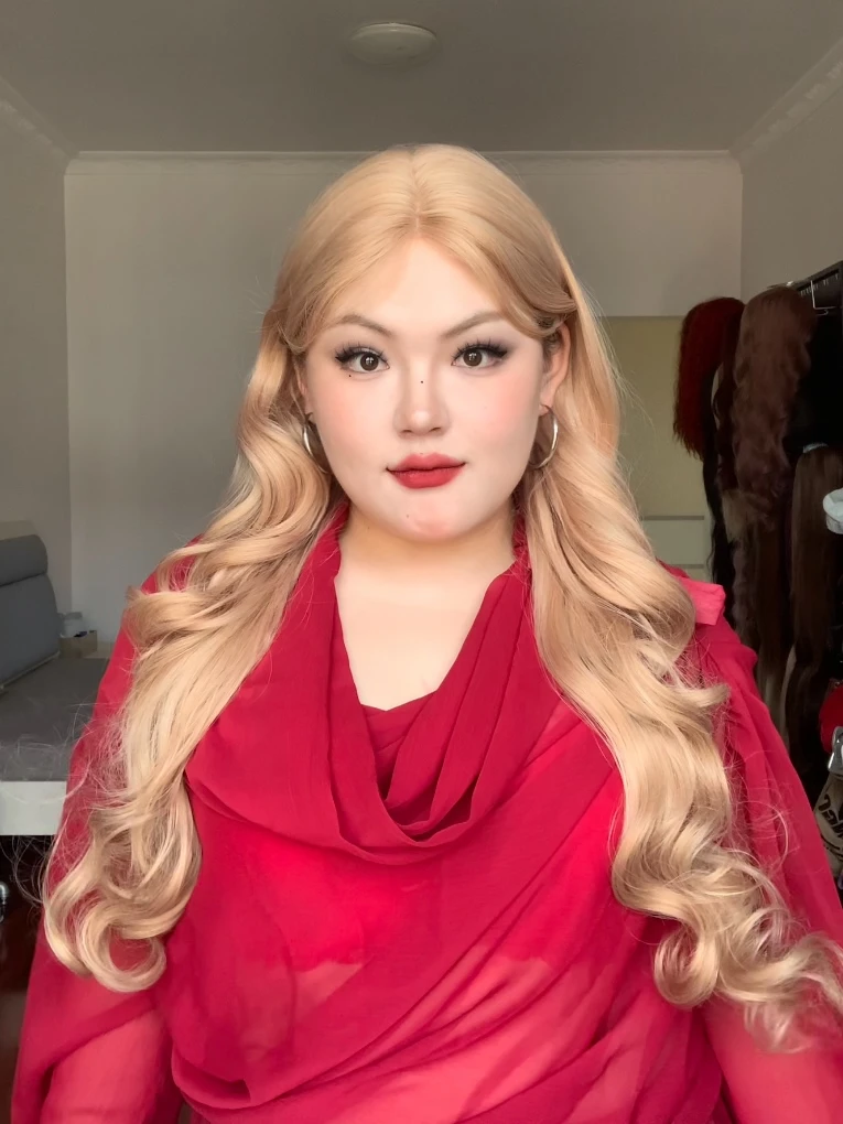 金色大波浪假发~显白首选~长卷女款假发