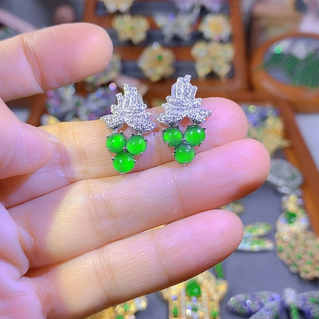 颈饰银S925镶嵌翡翠