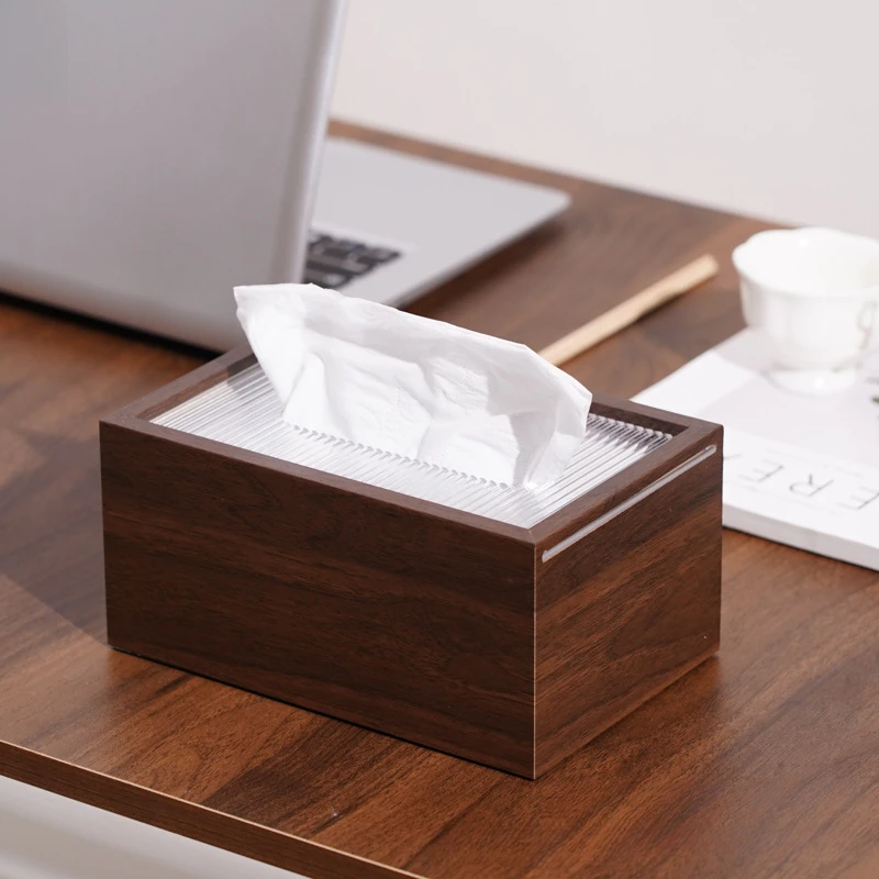 黑胡桃木纸巾盒中式客厅轻奢高档桌面实木质高级感餐巾抽纸盒H846