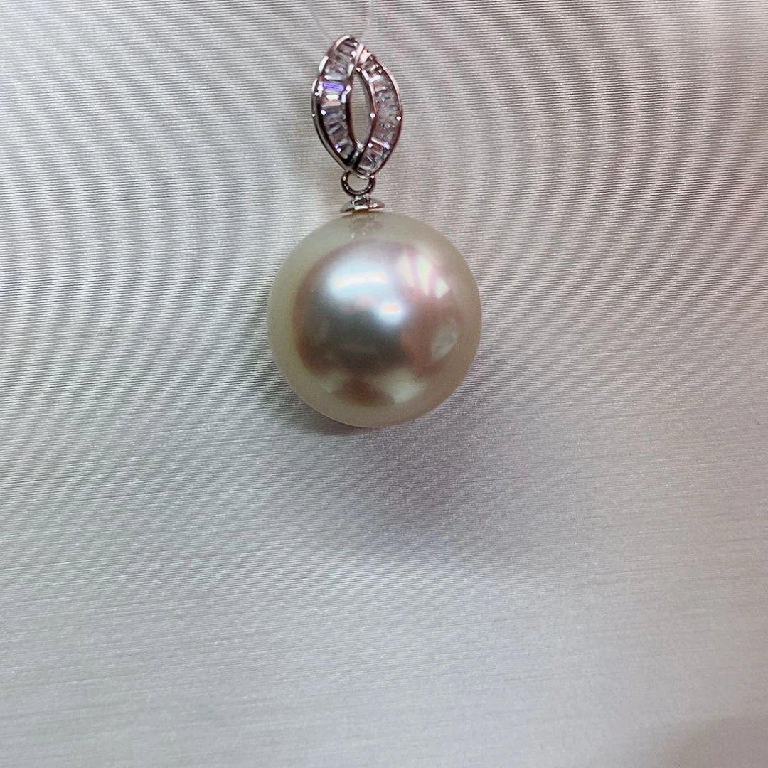 吊坠(不含链)18K金镶嵌海水珍珠13-14