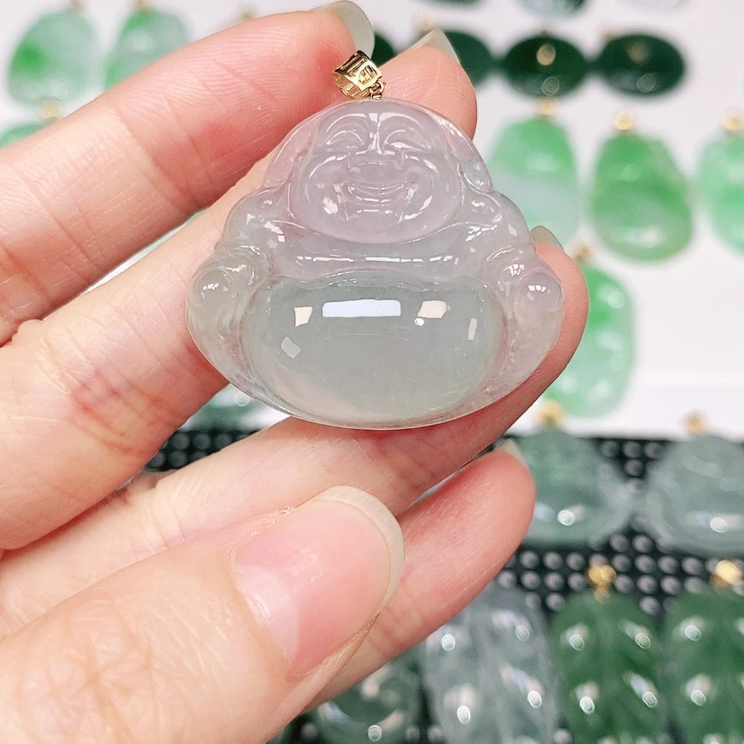 翡翠吊坠(不含链)18K金镶嵌