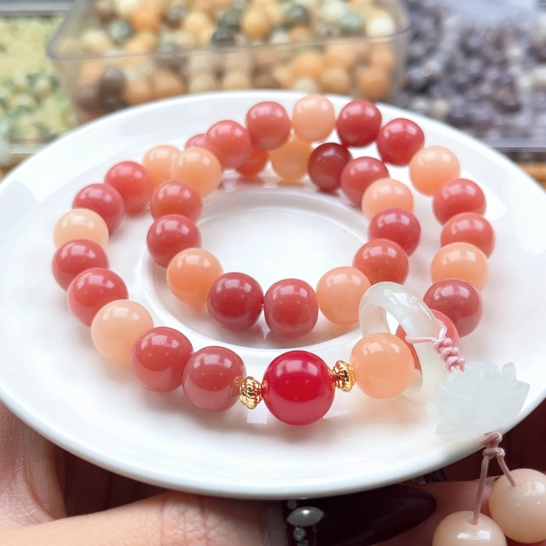 白玉菩提吊坠q11.75mm120颗。果冻粉胖苹果