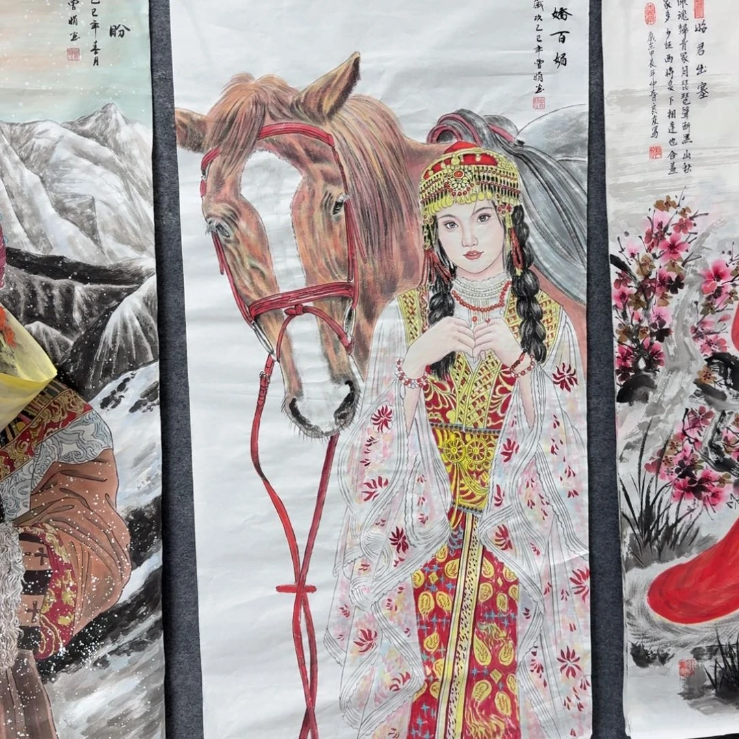 苦***来国画四尺尺寸70X140纯手绘作品